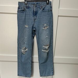 Levi's Women's Distressed Blue Boyfriend Jeans